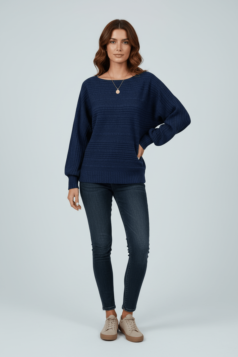 Ashford | Eira – Women’s Textured Rib Knit Sweatshirt with Dolman Sleeves - Ashford London Clothing