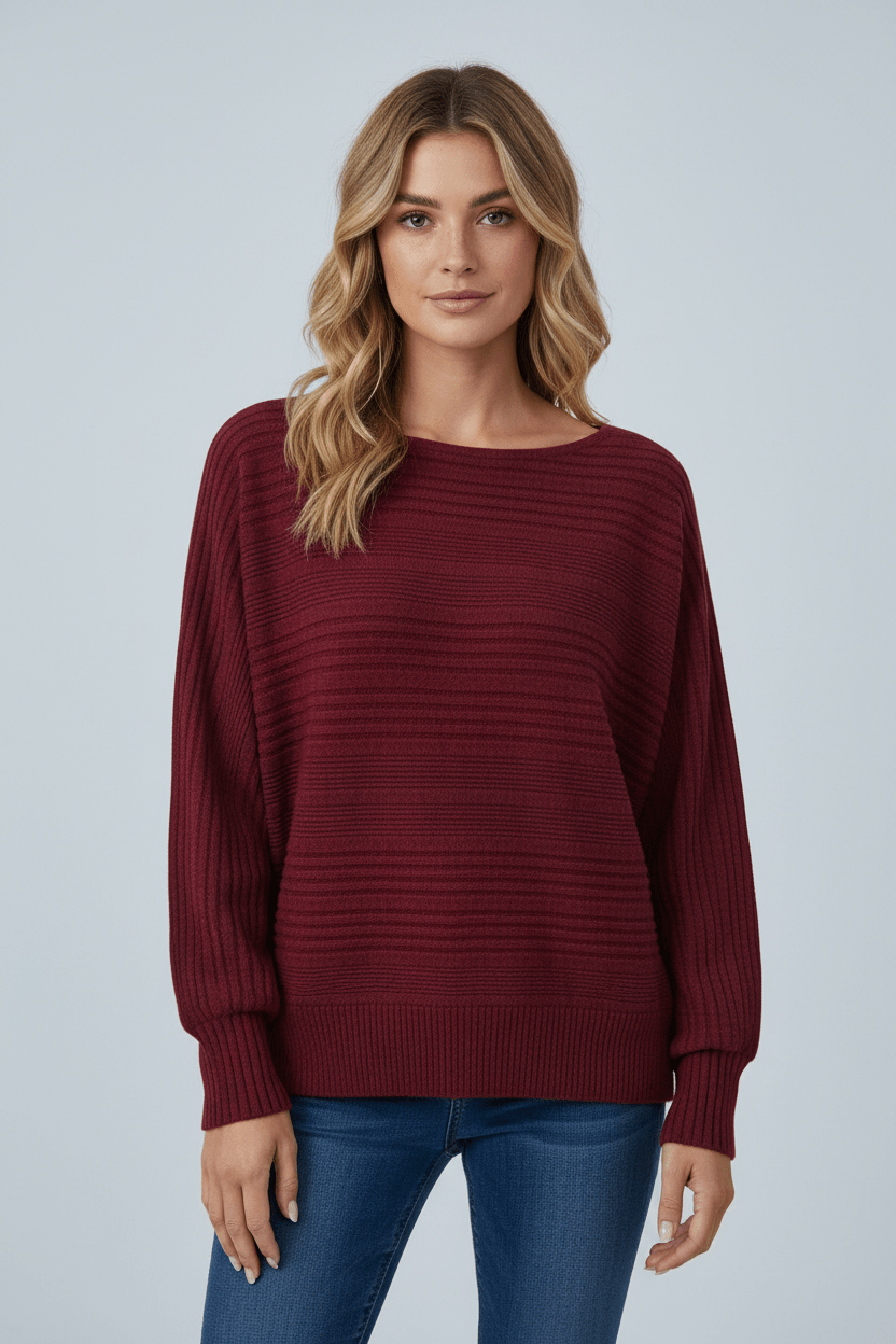 Ashford | Eira – Women’s Textured Rib Knit Sweatshirt with Dolman Sleeves - Ashford London Clothing