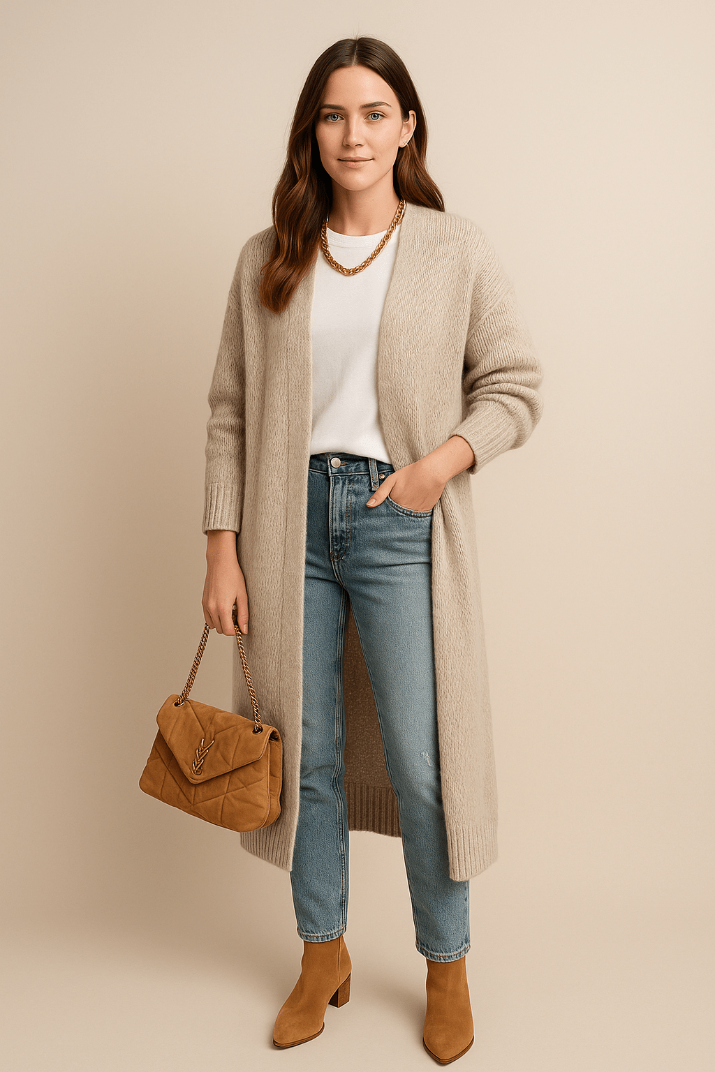 Ashford | Erin – Women’s Wool Blend Oversized Knit Cardigan with Open Front - Ashford London Clothing