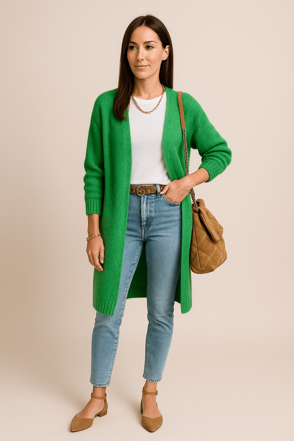 Ashford | Erin – Women’s Wool Blend Oversized Knit Cardigan with Open Front - Ashford London Clothing