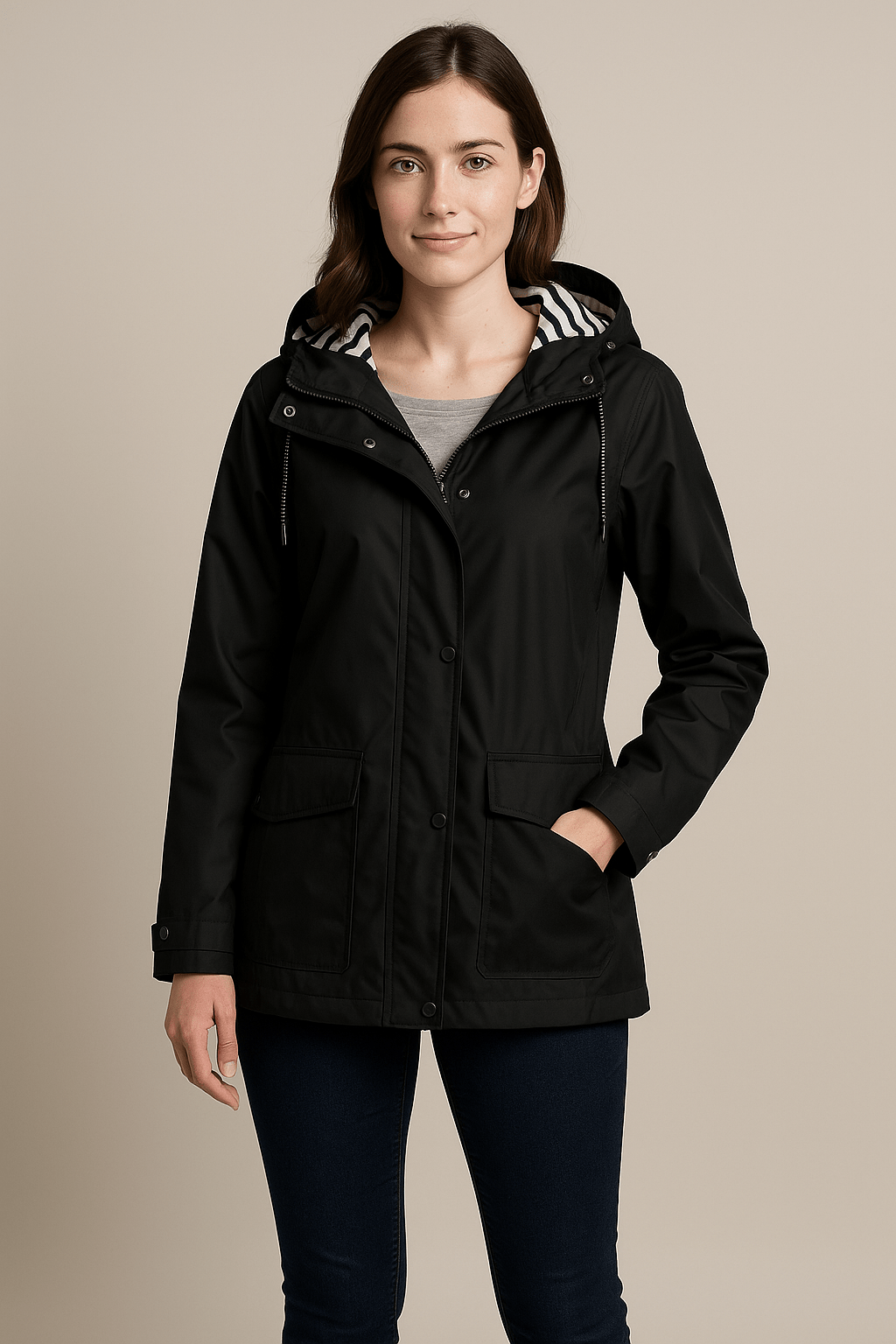Ashford | Kaia – Women’s Mid - Length Water - Resistant Raincoat – Adjustable Hood - Ashford London Clothing