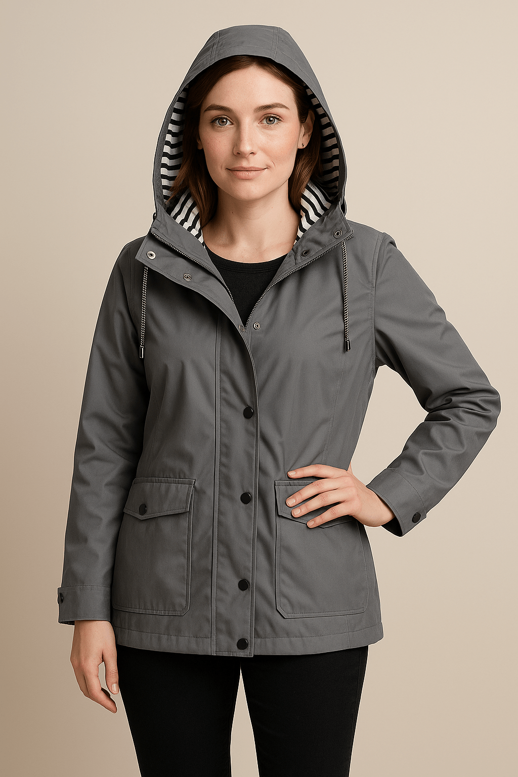 Ashford | Kaia – Women’s Mid - Length Water - Resistant Raincoat – Adjustable Hood - Ashford London Clothing