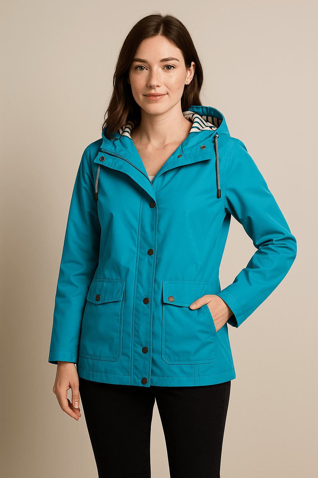 Ashford | Kaia – Women’s Mid - Length Water - Resistant Raincoat – Adjustable Hood - Ashford London Clothing