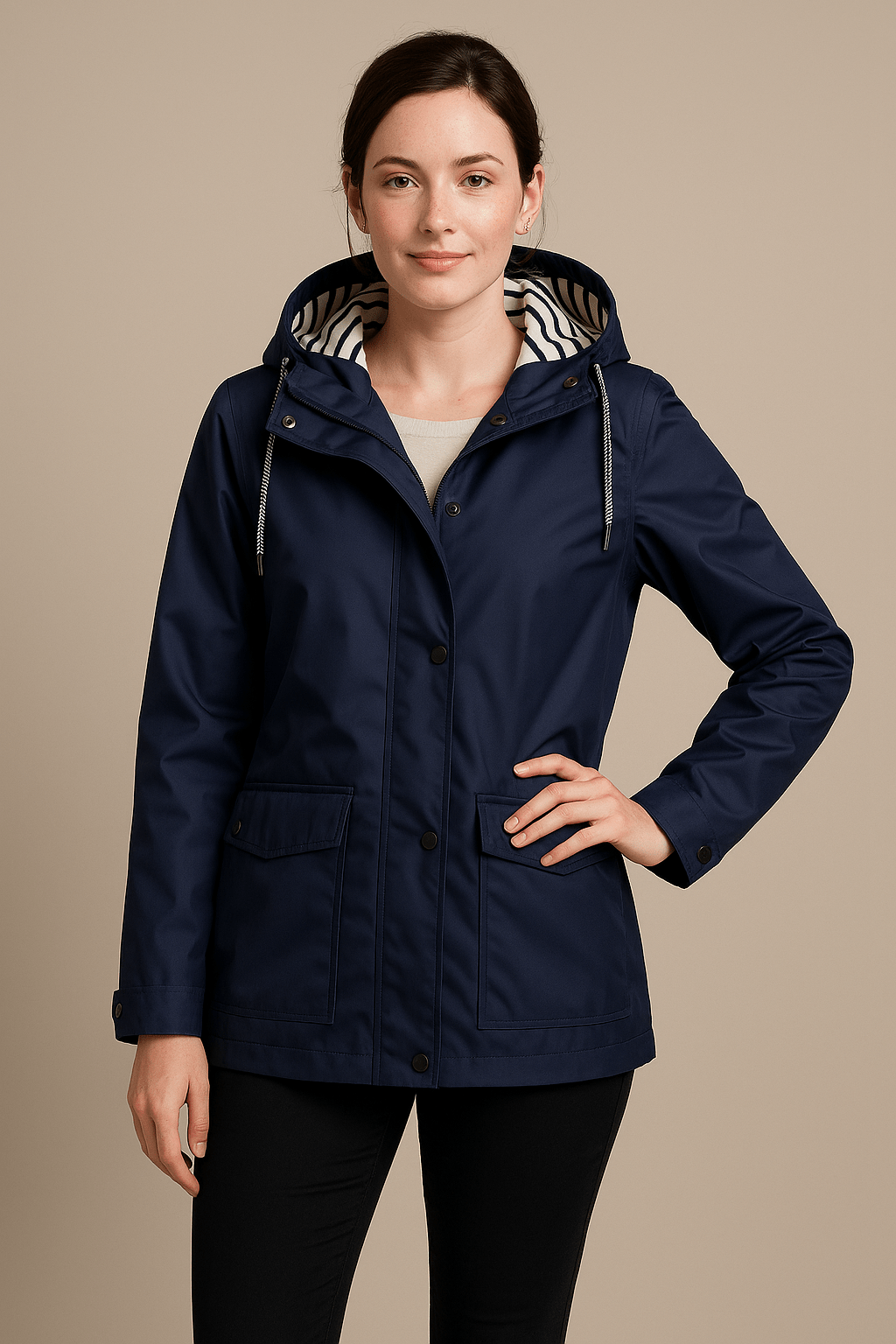 Ashford | Kaia – Women’s Mid - Length Water - Resistant Raincoat – Adjustable Hood - Ashford London Clothing