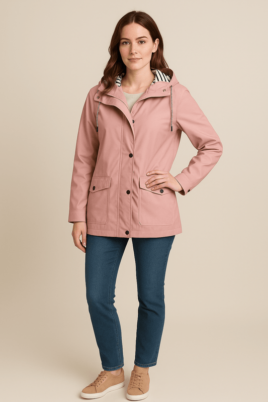 Ashford | Kaia – Women’s Mid - Length Water - Resistant Raincoat – Adjustable Hood - Ashford London Clothing
