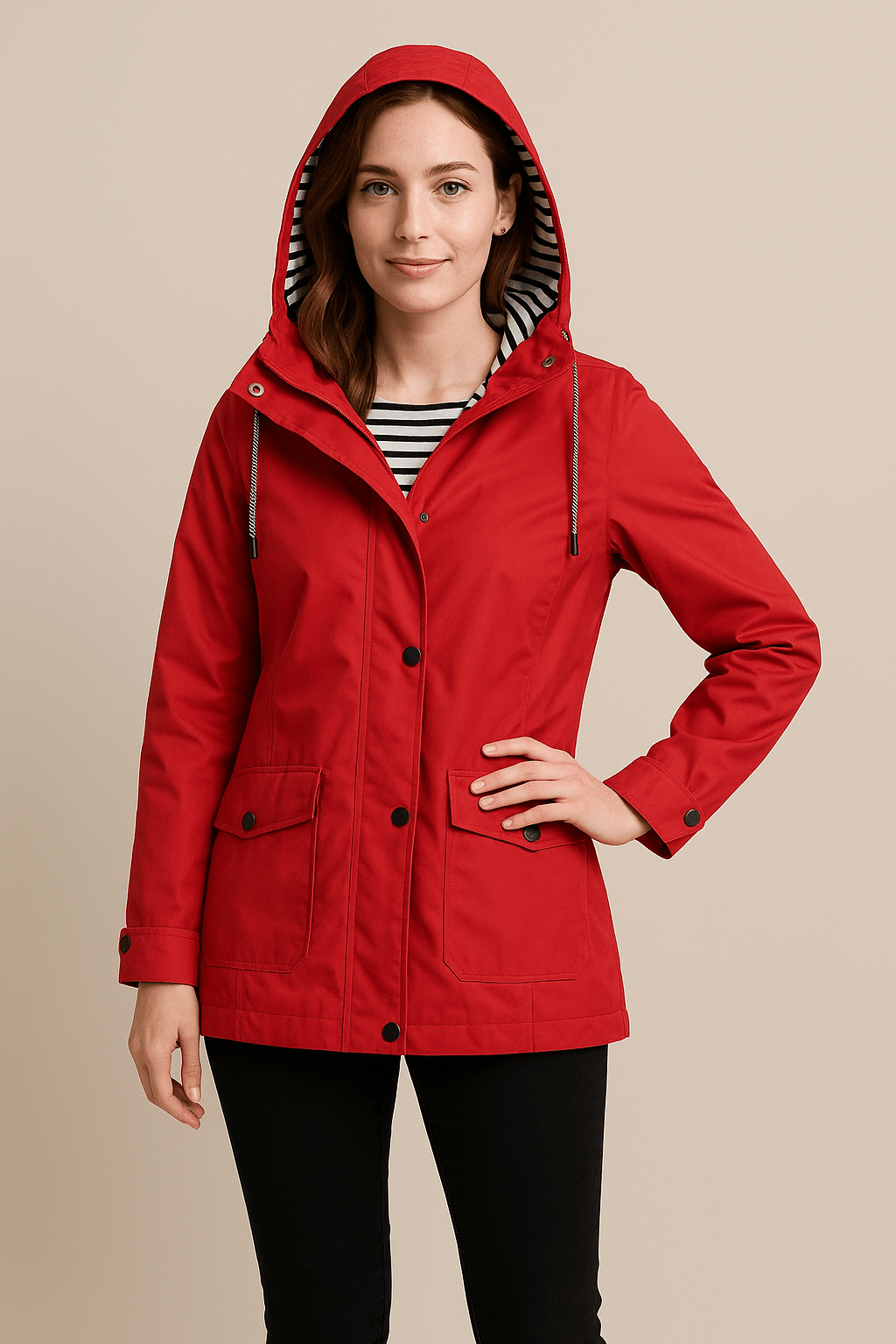 Ashford | Kaia – Women’s Mid - Length Water - Resistant Raincoat – Adjustable Hood - Ashford London Clothing