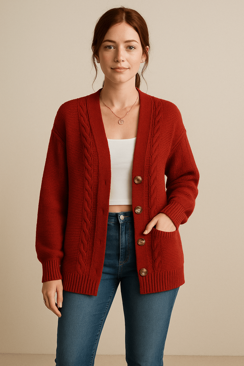 Ashford | Karine – Women’s Oversized Wool Knit Cable Cardigan Jacket with Button Front - Ashford London Clothing