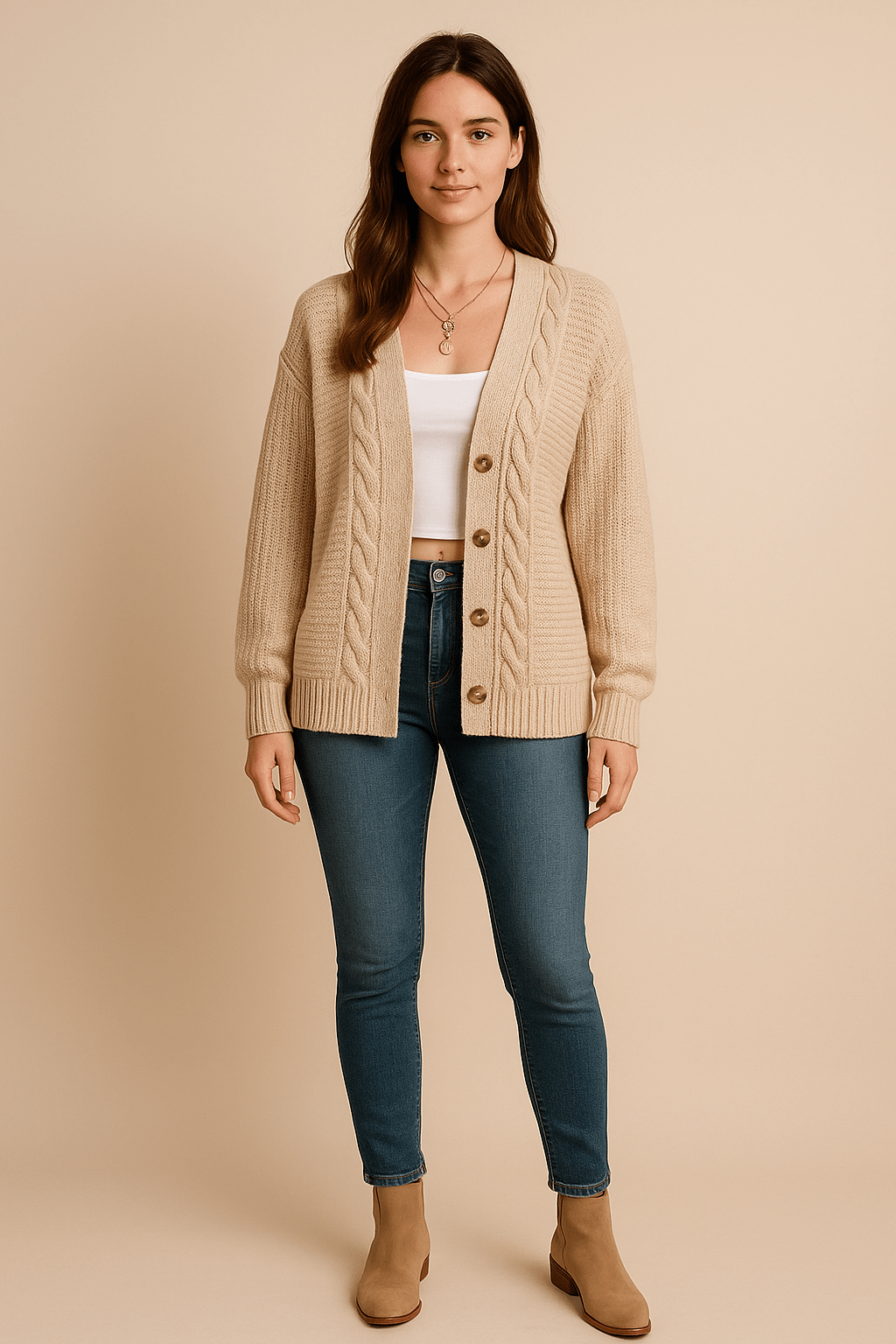 Ashford | Karine – Women’s Oversized Wool Knit Cable Cardigan Jacket with Button Front - Ashford London Clothing
