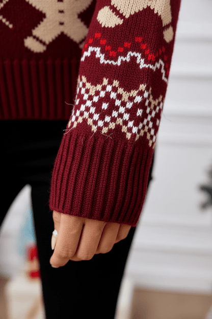 Lune – Women’s Relaxed Jacquard Knit Sweatshirt with Holiday Pattern