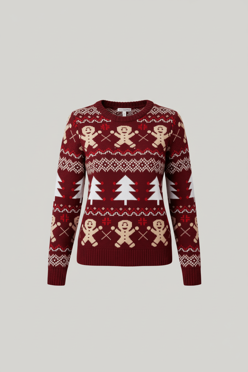 Lune – Women’s Relaxed Jacquard Knit Sweatshirt with Holiday Pattern
