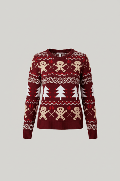 Lune – Women’s Relaxed Jacquard Knit Sweatshirt with Holiday Pattern