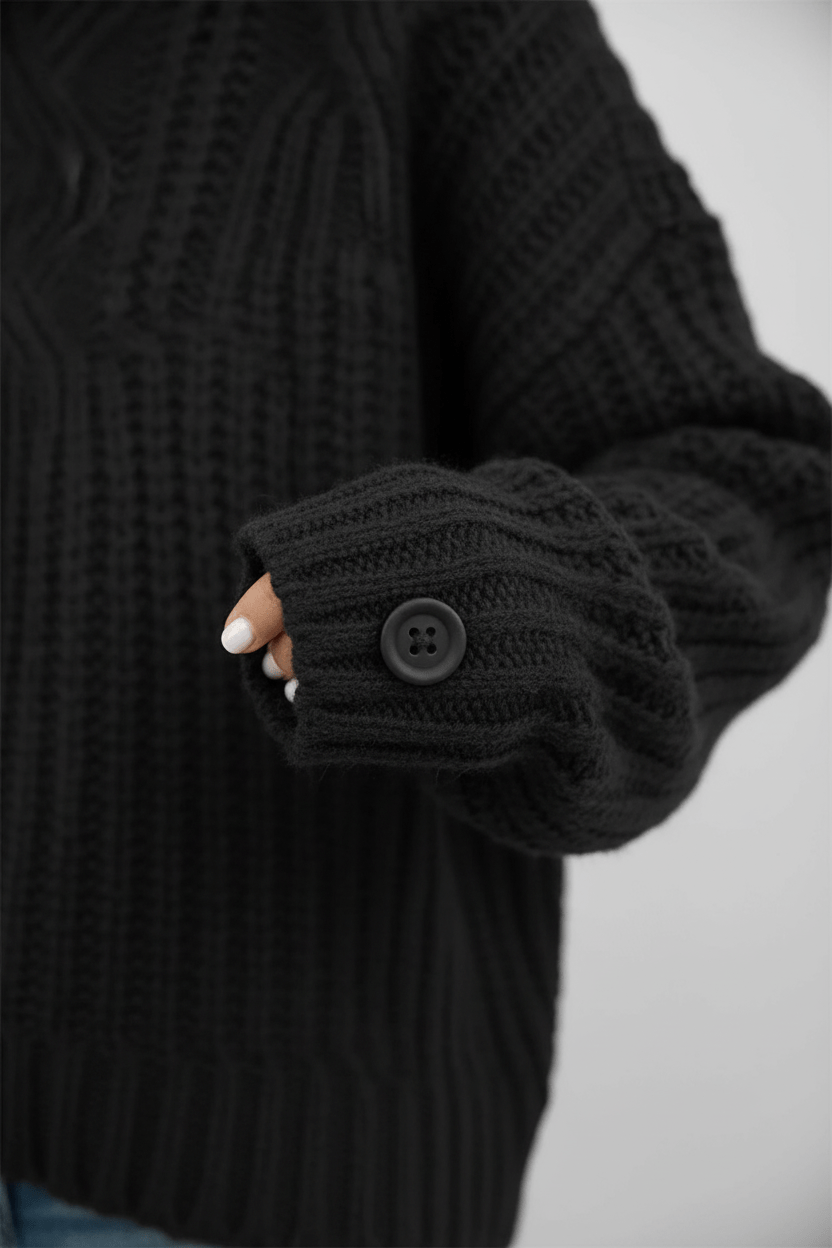 Maelys – Women’s Wool Cable Knit Pullover Sweater with High Neck