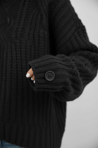 Maelys – Women’s Wool Cable Knit Pullover Sweater with High Neck