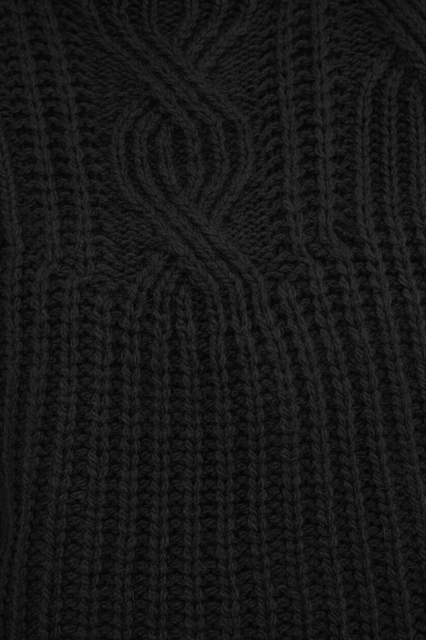 Maelys – Women’s Wool Cable Knit Pullover Sweater with High Neck