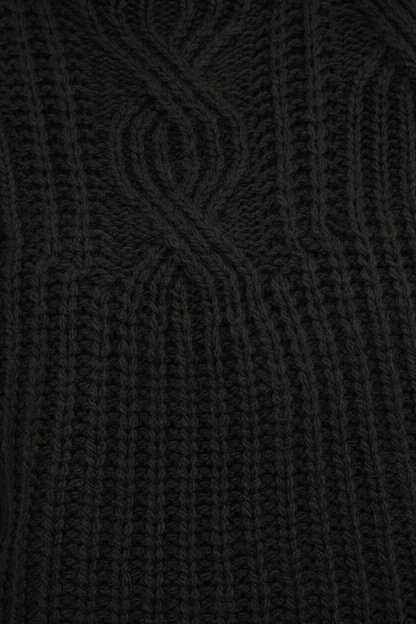 Maelys – Women’s Wool Cable Knit Pullover Sweater with High Neck