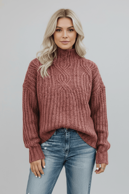 Ashford | Maelys – Women’s Wool Cable Knit Pullover Sweater with High Neck - Ashford London Clothing