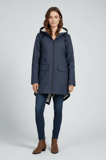 Ashford | Meera – Women’s Waterproof Fleece - Lined Hooded Trench Coat with Tailored Fit - Ashford London Clothing