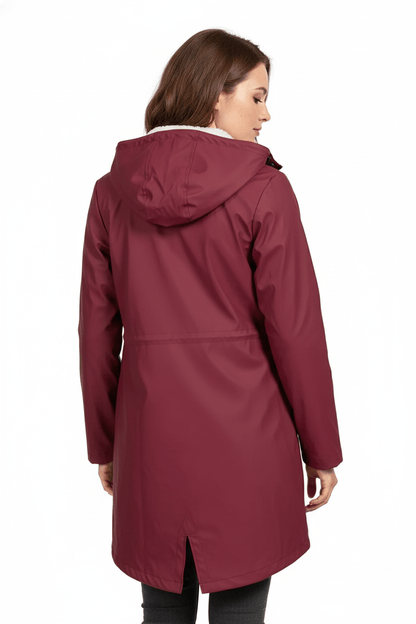 Meera – Women’s Waterproof Fleece-Lined Hooded Trench Coat with Tailored Fit