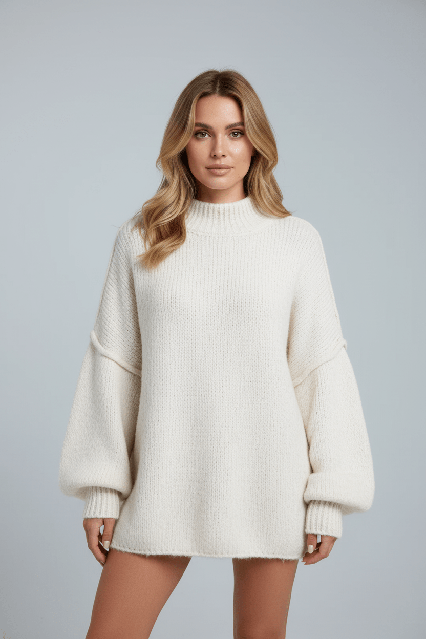 Ashford | Noura – Women’s Oversized Knit Sweatshirt with Balloon Sleeves - Ashford London Clothing