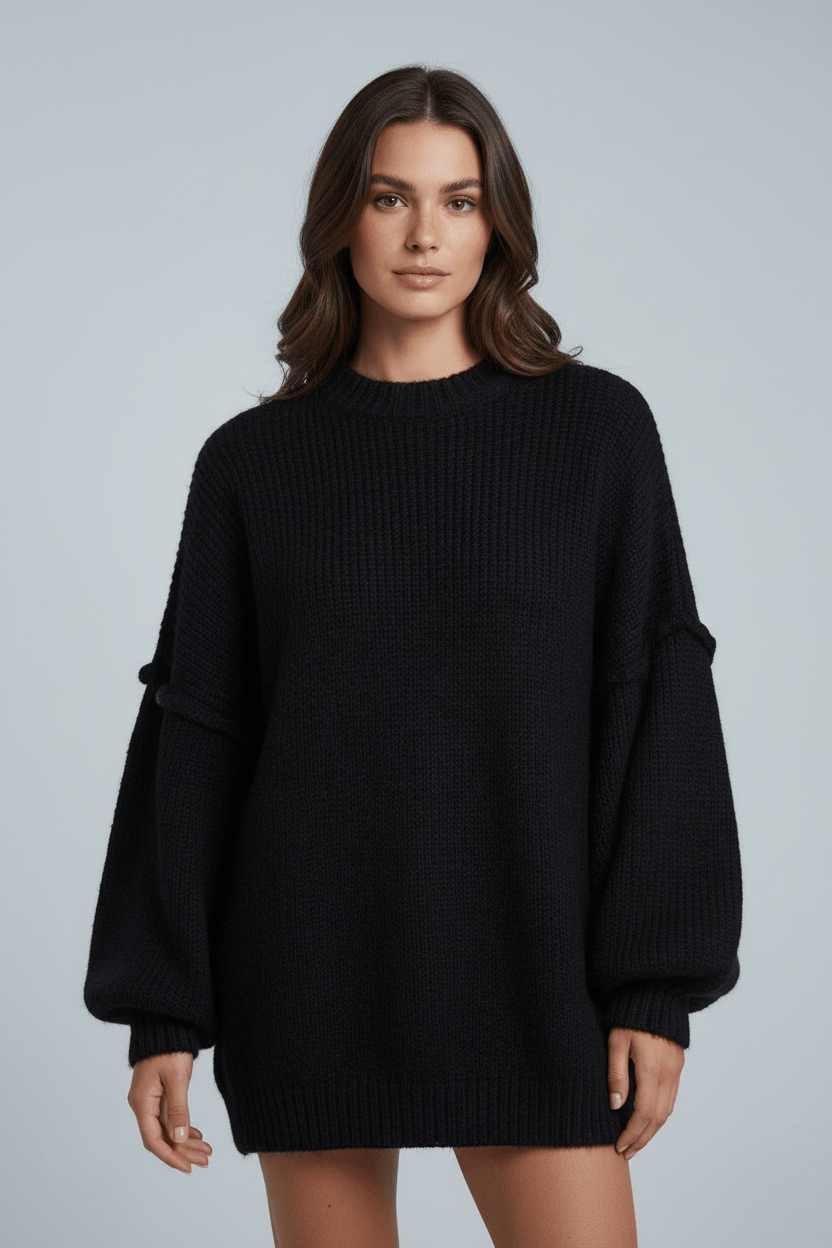 Ashford | Noura – Women’s Oversized Knit Sweatshirt with Balloon Sleeves - Ashford London Clothing