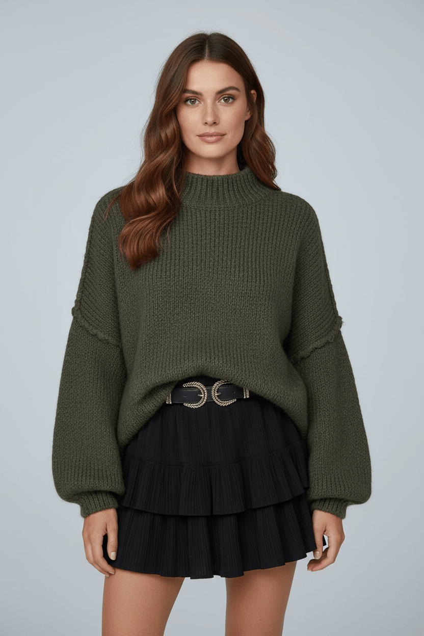 Ashford | Noura – Women’s Oversized Knit Sweatshirt with Balloon Sleeves - Ashford London Clothing