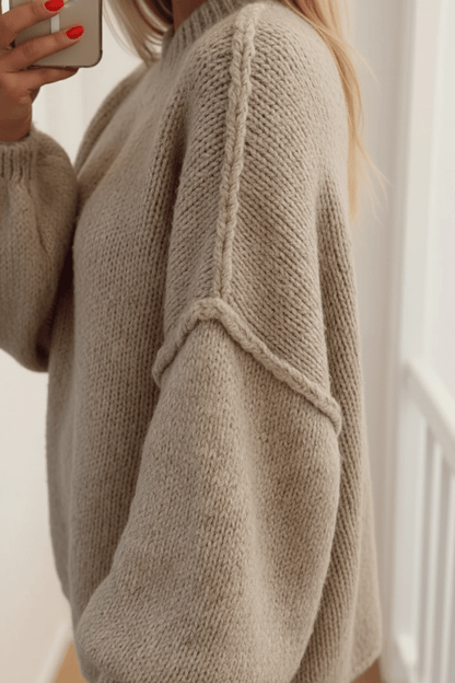 Noura – Women’s Oversized Knit Sweatshirt with Balloon Sleeves