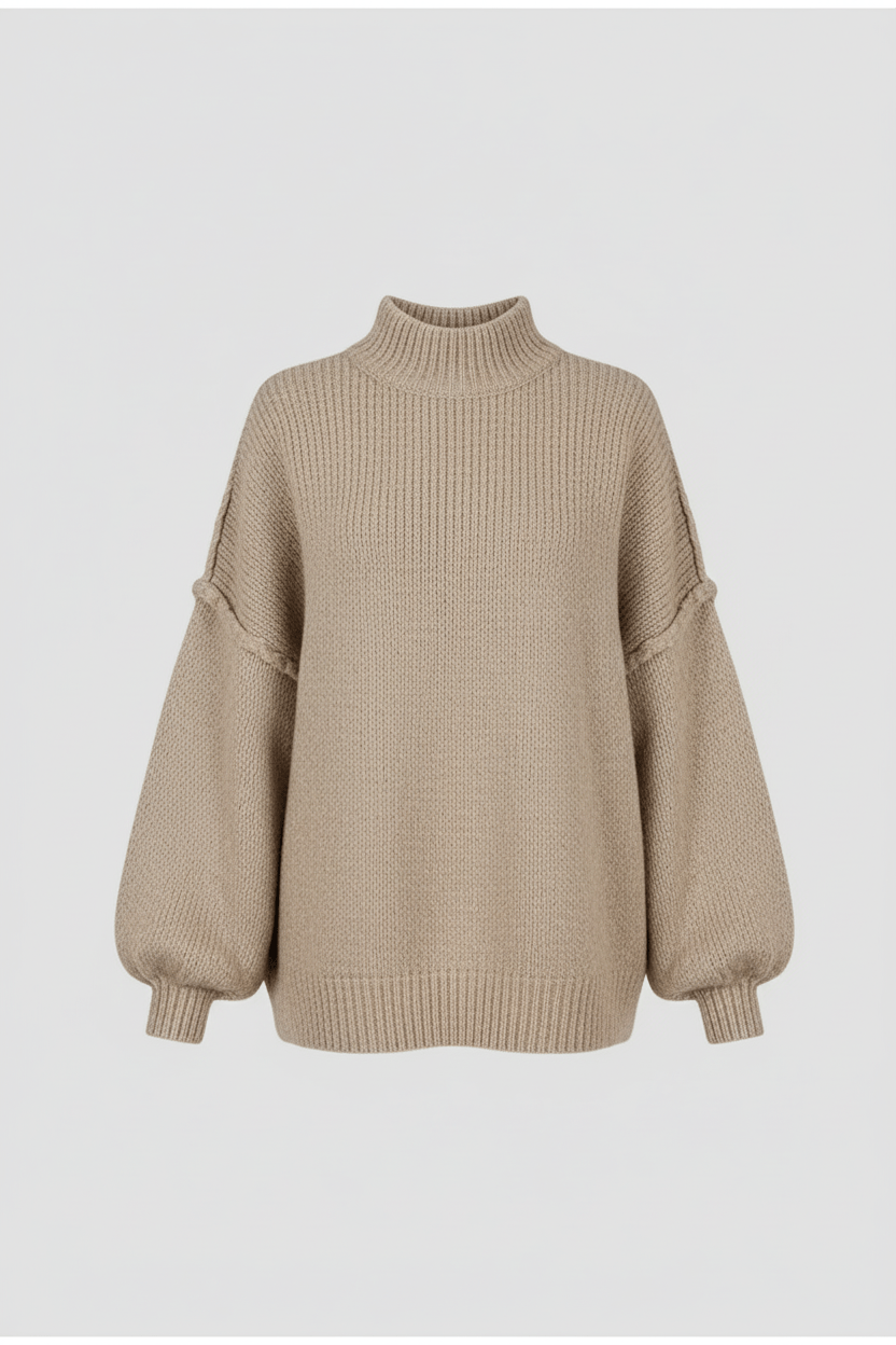 Noura – Women’s Oversized Knit Sweatshirt with Balloon Sleeves