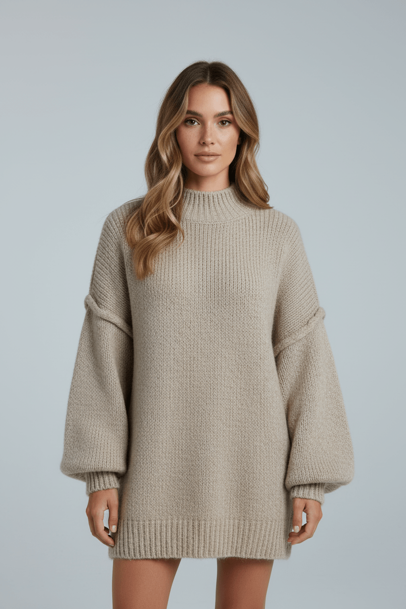 Ashford | Noura – Women’s Oversized Knit Sweatshirt with Balloon Sleeves - Ashford London Clothing