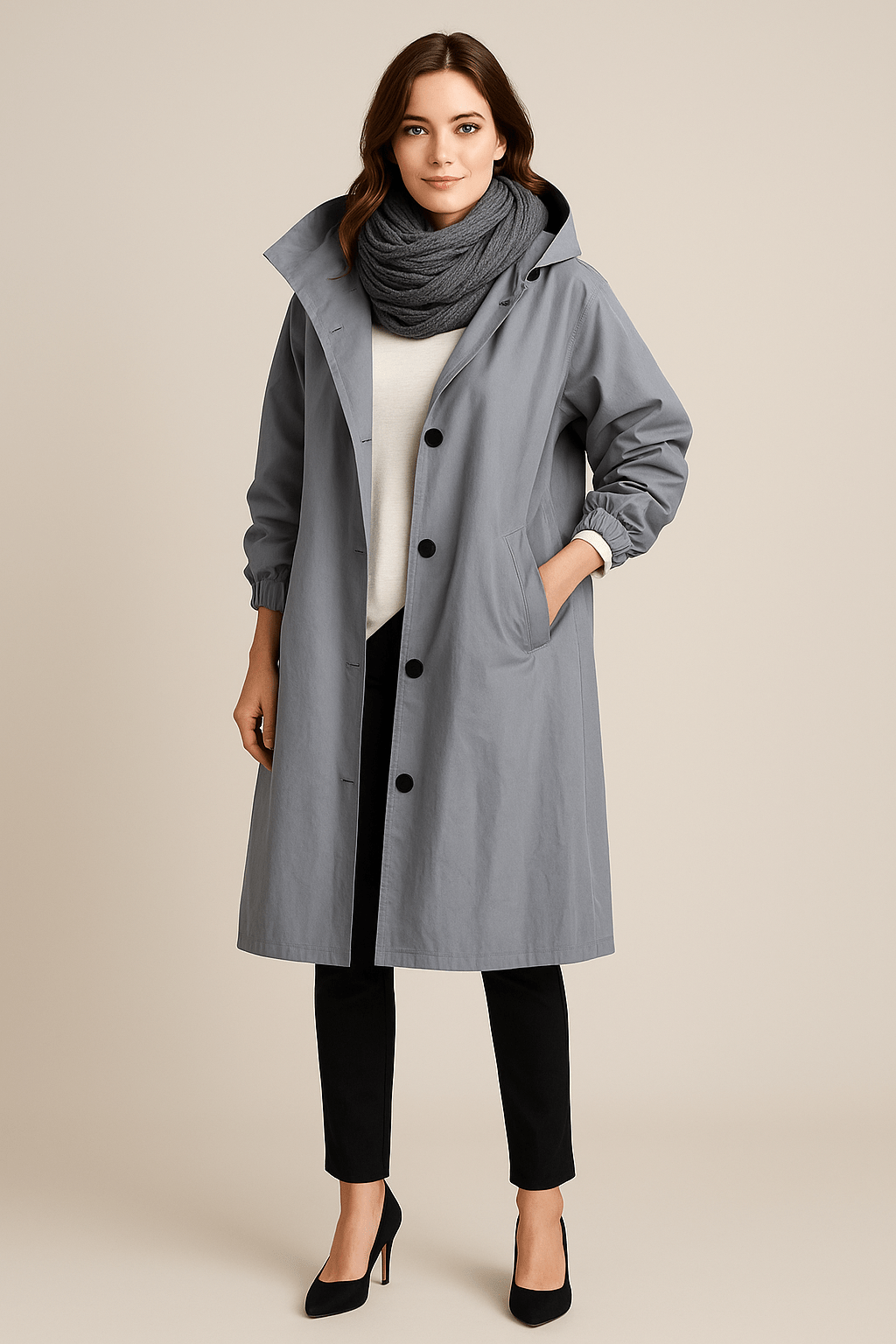 Ashford | Ruby – Women’s Hooded Long Trench Coat with Pockets - Ashford London Clothing