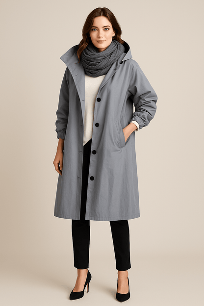 Ashford | Ruby – Women’s Hooded Long Trench Coat with Pockets - Ashford London Clothing