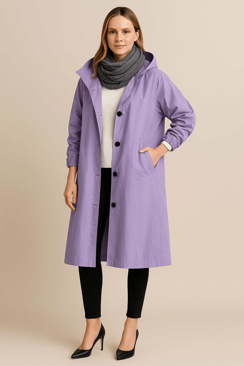 Ashford | Ruby – Women’s Hooded Long Trench Coat with Pockets - Ashford London Clothing