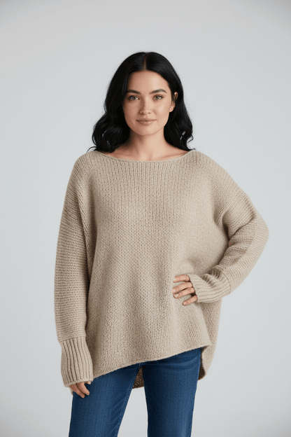Ashford | Sana – Women’s Oversized Wool Blend Sweater with Off - Shoulder Design - Ashford London Clothing