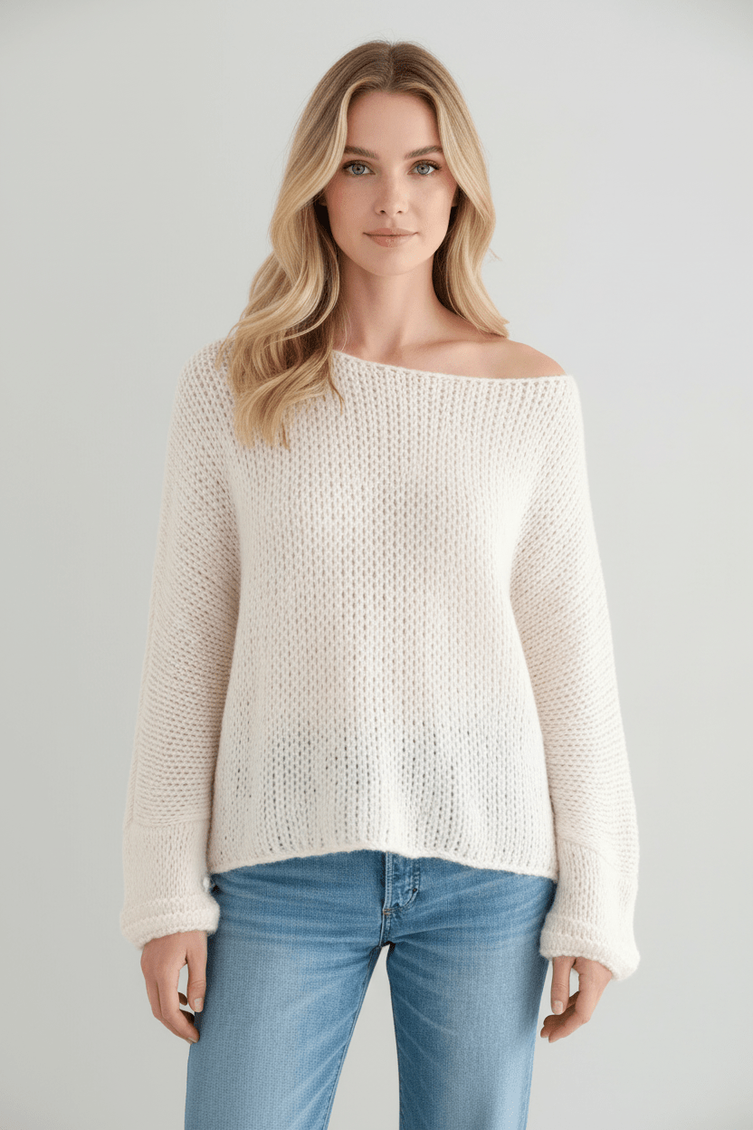 Ashford | Sana – Women’s Oversized Wool Blend Sweater with Off - Shoulder Design - Ashford London Clothing