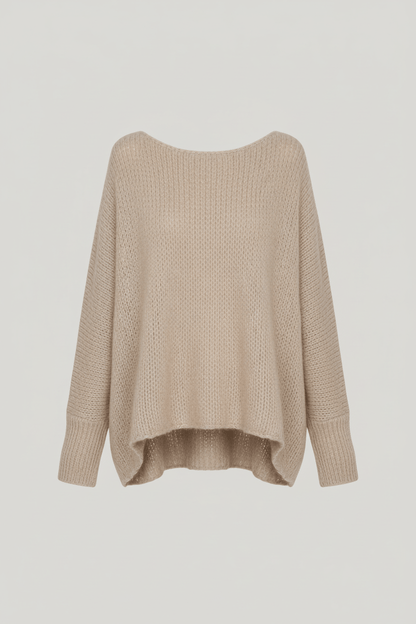 Sana – Women’s Oversized Wool Blend Sweater with Off-Shoulder Design