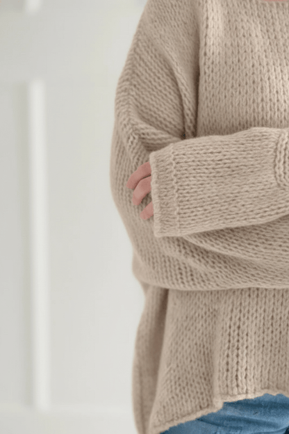 Sana – Women’s Oversized Wool Blend Sweater with Off-Shoulder Design