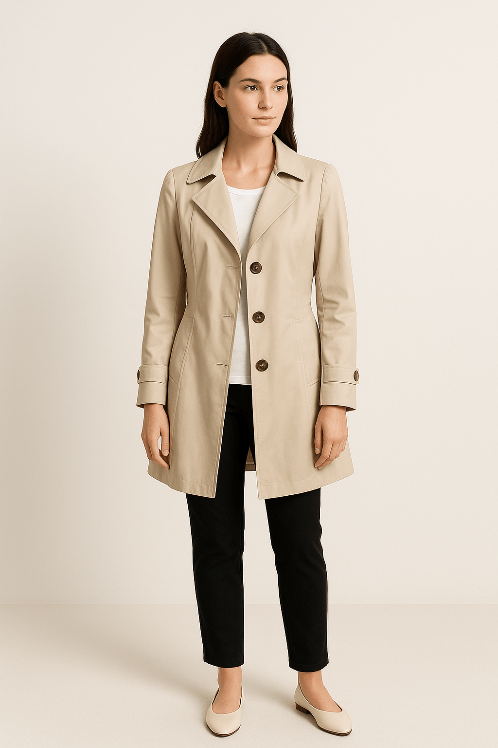 Ashford | Single - Breasted Trench Coat with Notched Lapel – Knee Length - Ashford London Clothing