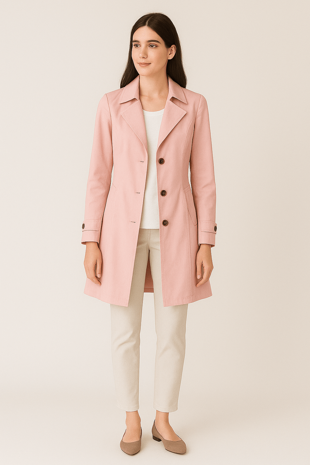 Ashford | Single - Breasted Trench Coat with Notched Lapel – Knee Length - Ashford London Clothing