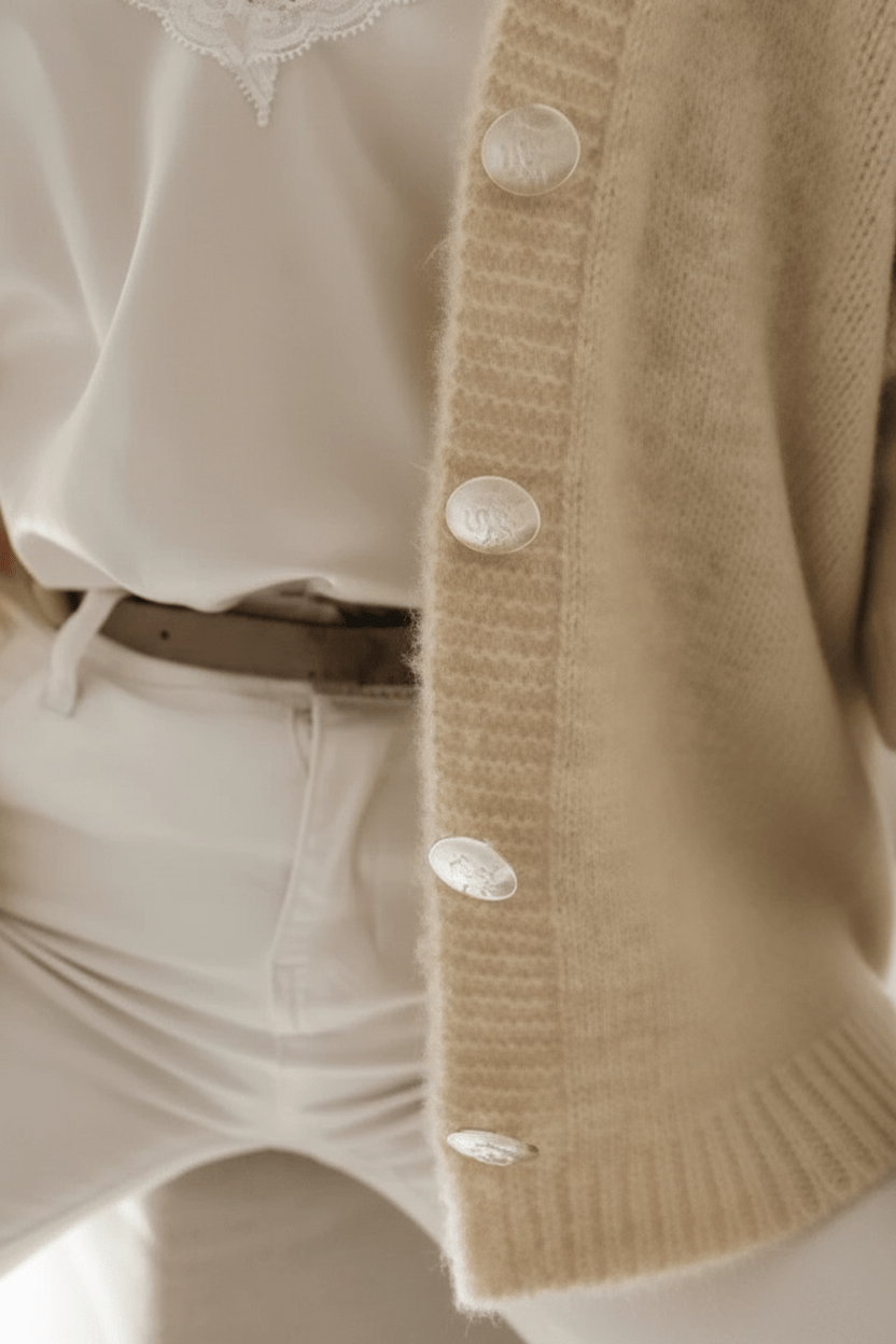 Tiril – Women’s Oversized Wool Knit V-Neck Cardigan with Button Front