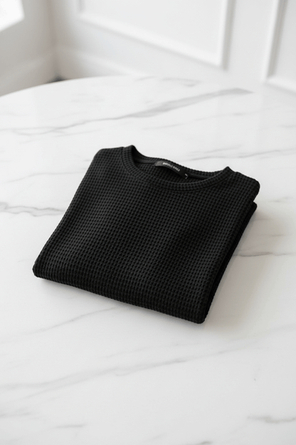 Zylia – Women’s Slim Fit Cropped Waffle Knit Sweatshirt with High Neck